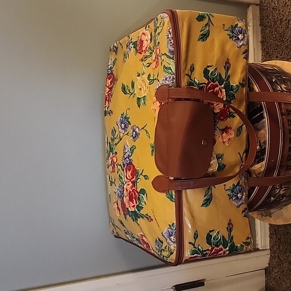 Vintage Floral Suitcase Luggage Canvas/Vinyl - Picture 3 of 15